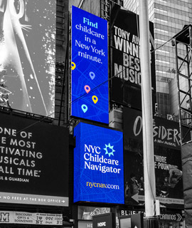 Times Square digital billboard for NYC Childcare Navigator